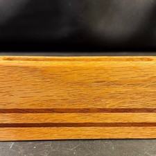 Vintage Handcrafted Two Tone Wood Business Card Holder Desk Accessory Inlay picture