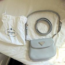 PRADA Cleo Light Blue Mini Crossbody Bag Silver Hardware + strap extender picture
