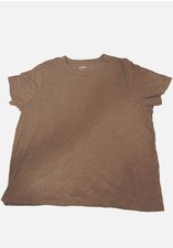 Old Navy Women’s Brown Solid Crew Neck Knit Cotton Short Sleeve T-Shirt picture