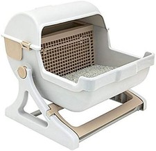 semi-automatic quick cleaning cat litter box, Luxury cat toiletwhite / milk b... picture