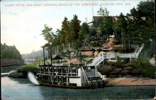 Kilbourn City Wisconsin WI Larks Hotel Boat Landing Paddle Wheel Ship c1910 PC picture