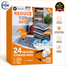 24 Pack Vacuum Storage Bags w/ Electric Pump Travel Clothes Space Saver picture