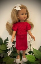 Handmade 2 Piece Sweater, Skirt & Hair Bow for Paola Reina 13/14 Inch Doll picture