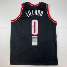 Autographed/Signed Damian Lillard Portland Black Basketball Jersey JSA COA picture