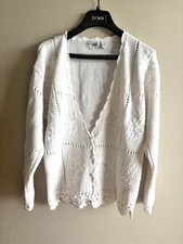 Bon Magique women's cotton knit w/crochet long sleeve buttondown sweater us sz M picture