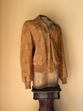 Vtg 70s Clearfield Taxidermy Patchwork Leather Bomber Jacket Western Hippie Boho picture