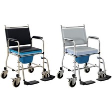 HOMCOM Rolling Shower Wheelchair, Bedside Commode Toilet Chair for Seniors picture