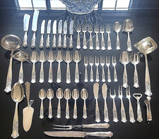 STUNNING Vintage Germany Art Nouveau Silver 100 Heavy FULL Set for 6 Flatware picture