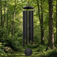 66” Extra Large Deep Tone Wind Chimes Outdoor 6 Thick Aluminum Tubes Black picture