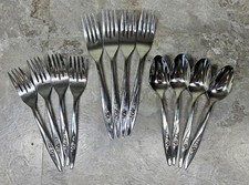Oneida Lasting Rose set of 4 Dinner or Salad Forks or Teaspoons or Oval Soup MCM picture