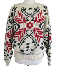 Vintage Boundary Waters Wool Blend Chunky Knit Sweater Multicolor Sz Large picture