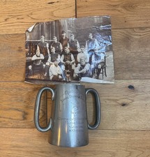 Antique Charterhouse School Football Sixes winners Trophy Pewter Tankard 1893 picture
