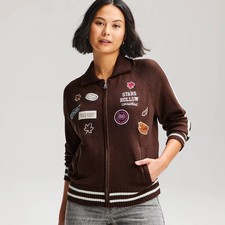 Women's Gilmore Girls Zip-Front Graphic Cardigan Sweater - Brown L picture