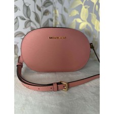 Michael Kors Pink Saffiano Leather Oval Crossbody Bag picture