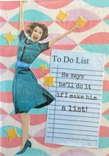 ACEO Original Art Collage OOAK ATC Woman Retro Vintage Sarcasm Funny Feminism picture