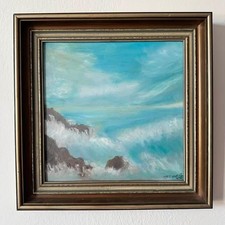 Vintage 1983 Ocean Seascape Painting – Signed & Custom picture