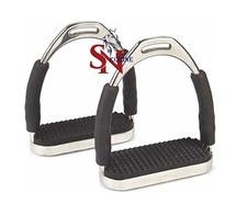 Flex Stainless English Saddle Stirrups Iron Pads Knee Ankle Stress Pain Relief picture