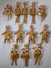 Vintage Mr. Christmas 1969 Set of 12 Gold Lame Christmas Ornaments Made in Japan picture