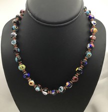 Vintage Italian Murano Millefiori Glass Bead Choker Necklace 17” picture