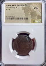 Ancient Cessetani People 150BC-100BC Celtic Iberian Coin Kese NGC Graded Rare picture