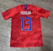 Nike USWNT Alex Morgan #13 Jersey 2019 World Cup Away Red Stars YOUTH Large picture