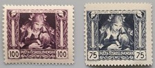 Czechoslovakia 1919 Legionnaires Orphans Semi-Postal 75h & 100h MH Pair picture