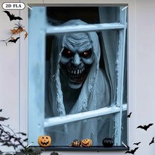 Halloween Witch Window Banner 80x120cm Scary Witch Party Wall Door Decor picture