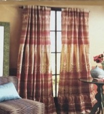 Pier 1 Imports Adelaide Window Panel Curtains 54x84 Paisley Gold Red Set of 3⁠ picture