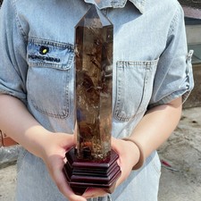All 2.83LB Natural Smoky Quartz Crystal Point Obelisk Healing Home Decor G6954 picture