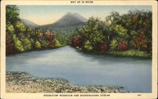 Doubletop Mountain and Sourdnahunk Stream Maine ME vintage 1920s postcard picture