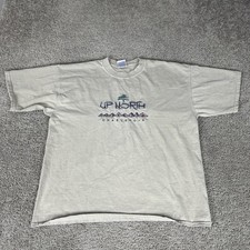VINTAGE Charlevoix Michigan Shirt Mens XL Gray Outdoor Souvenir Embroidered 90s picture