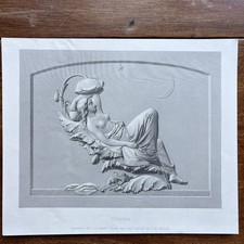 Fine Antique Engraving Titania Reclining on Leaf Star Moon F.M. Miller 1870 picture