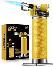 RAVS DUAL Flame Mode Butane Torch Lighter, Refillable Kitchen Torch, Yellow picture