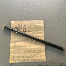 Vintage Black Fife Brass End with Instruction Sheet and Sheet Music picture
