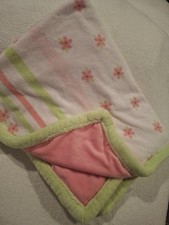 Vintage Pink Daisy Baby Girl Blanket Floral Flower Soft Reversible Blanket 2007 picture