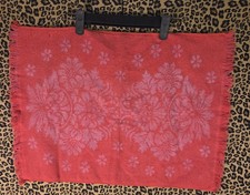 Vintage St Marys Fringe Hand Towel Retro Magenta Red Floral Damask Jacquard MCM picture