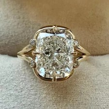 3Ct Cushion Cut IGI&I Certified Lab Grown Diamond Solitaire Ring 18k Yellow Gold picture