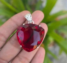 25 Ct Natural Red Ruby Trillion Certified Loose Gemstone 925 Solid Silver picture