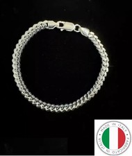 Solid 925 Sterling Silver Mens Miami Cuban Bracelet Made in Italy 7-8In 4-6MM picture