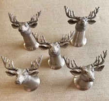 Set Of 5 Jagermeister Stag Deer Buck Head Shot Glass Pewter Stainless Jager NOS picture