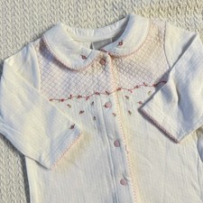 Carter’s Baby Girl Vintage 90s 3-6m Pink Floral Footed Outfit Sleeper Embroider picture