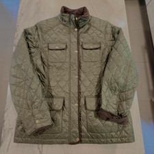 L.L. Bean Quilted Field Chore Jacket Womens Large Olive Green Brown Barn Coat picture