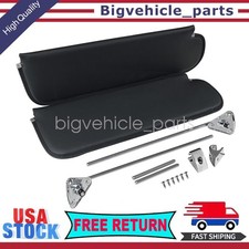 For 1967‑1972 Chevy GMC Pickup Truck Pair Black Sun Visors With Chrome Brackets picture