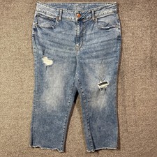 Maurices M Jeans Womens 18W High Rise Curvy Distressed Raw Hem Light Wash Denim picture