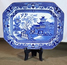 Antique 1930s Burleigh Ware England Blue Willow Rare Octagon Platter 11