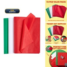 JOYIN 72 Sheets Christmas Tissue Paper Assortment Red, Green & White 20