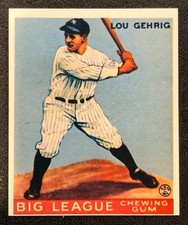 Lou Gehrig Reproduction of 1933 Goudey Big League Chewing Gum Baseball Card picture