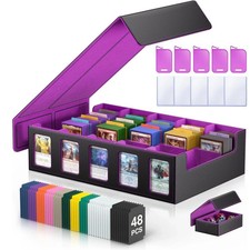 Trading Card Storage Box 5-Row 3900+ Capacity, TCG MTG Card Case Magnetic Lid picture