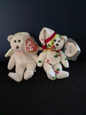 Vintage 1998 mini TY Jingle Beanies Holiday Teddies with original tags picture