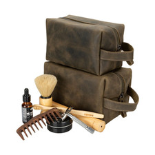Oswego Men's Leather Dopp Kit & Small Travel Handbag picture
